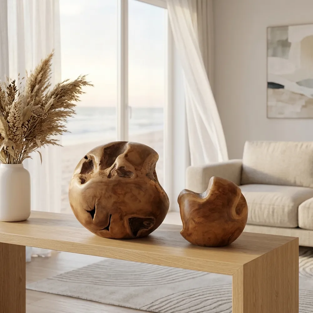HEATHMOOR SET OF 2 BROWN ORBS 12 (IN)