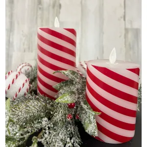 Candy Cane Moving Flame LED Candle 3x6in 1