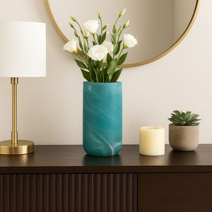 PARKERGROVE TURQUOISE GLASS VASE 15 (IN) 12