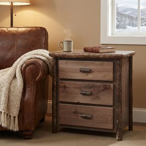 Hickory Log Three Drawer Chest - Cinnamon - Premium Line 1