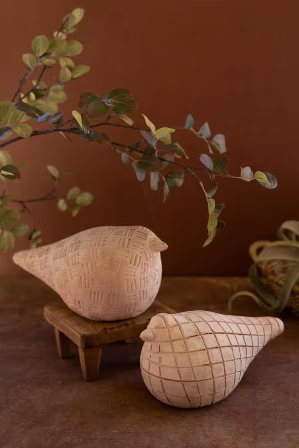 Set of 2 Terracotta Birds
