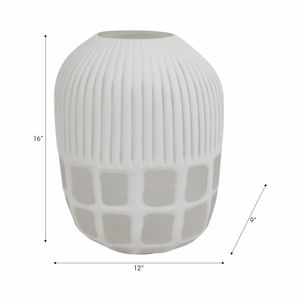 WOODSONWORTH WHITE GLASS VASE 16 (IN) 9