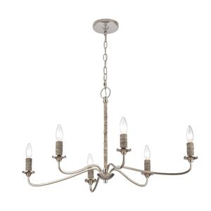 Abaca 32'' Wide 6-Light Chandelier - Polished Nickel 7