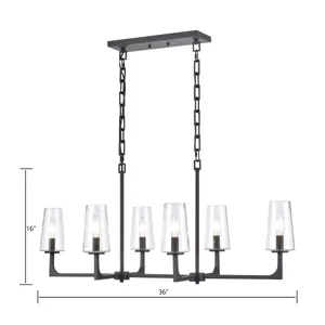 Fitzroy 36'' Wide 6-Light Linear Chandelier - Matte Black 3