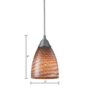 Arco Baleno 5'' Wide 1-Light Mini Pendant - Satin Nickel with Cocoa Glass 2