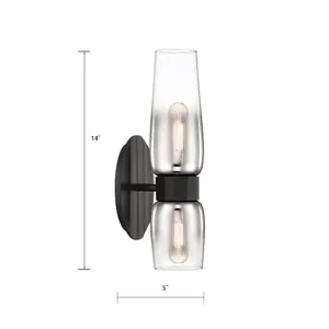 Flame 14'' High 2-Light Sconce - Matte Black 2