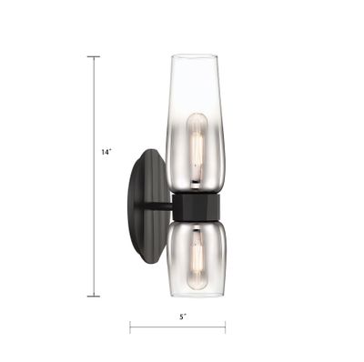 Flame 14″ High 2-Light Sconce - Matte Black