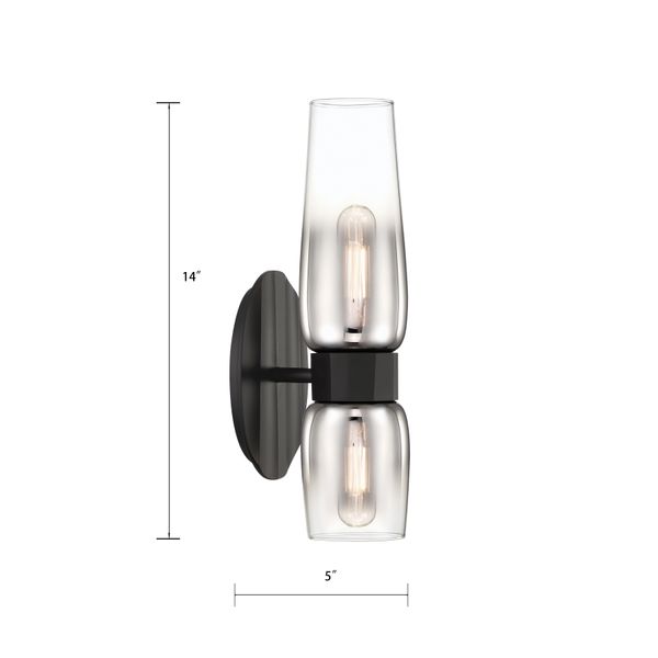 Flame 14'' High 2-Light Sconce - Matte Black