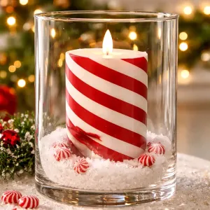 Candy Cane Moving Flame LED Candle 3x4in 1