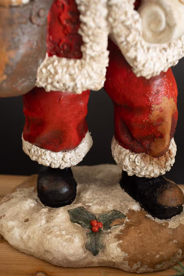 Traditional Faux Concrete Santa with List