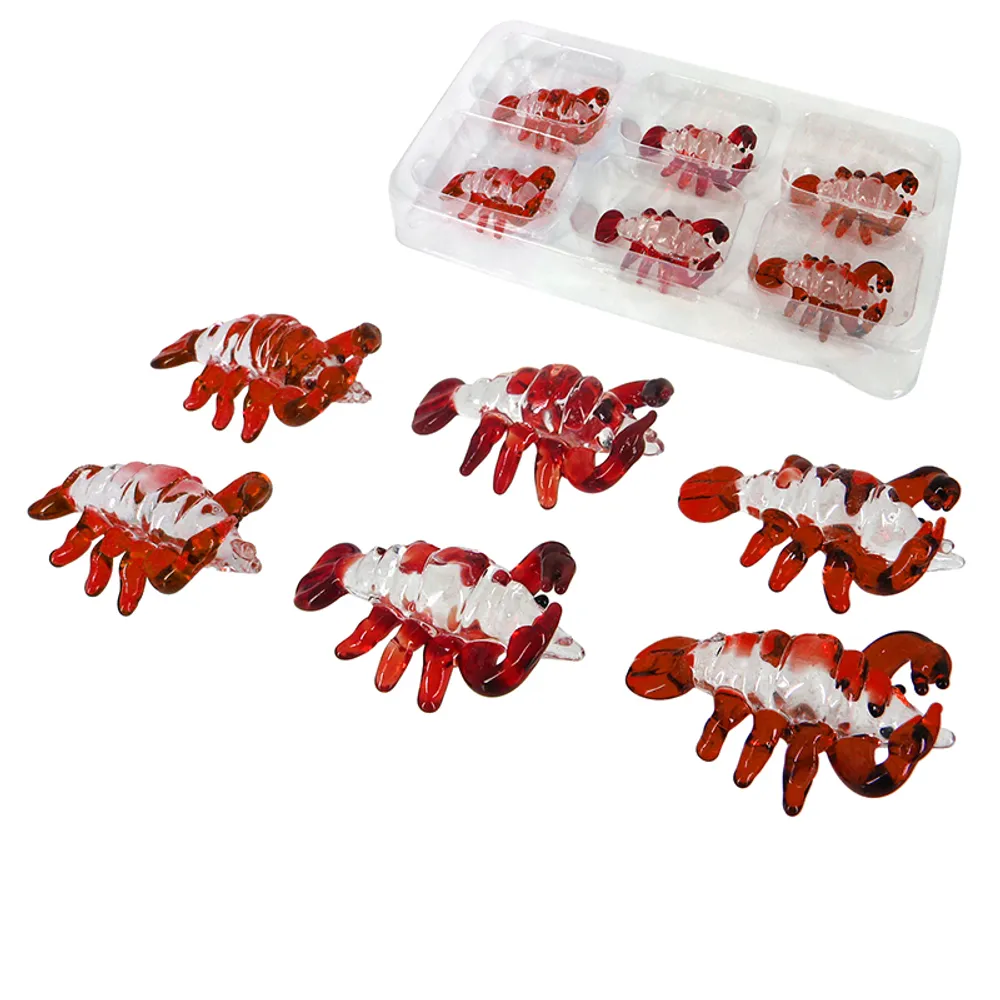 6PC MINI GLASS LOBSTER FIGURE