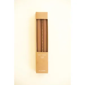 Set of 2 Ribbed Taper Candles / Rust 1