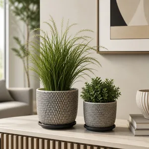 RAFECLIFF SET OF 2 BLACK PLANTER 7 (IN) 10