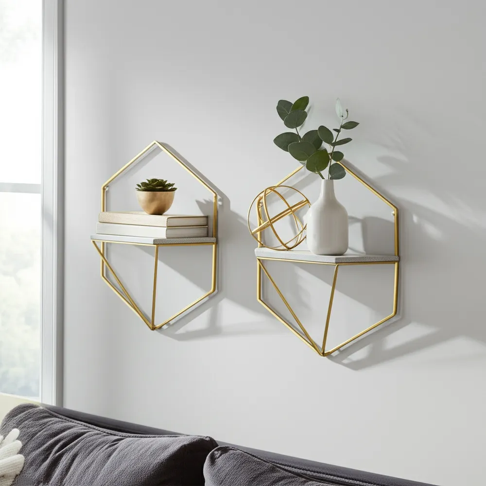 IRVINGMILL SET OF 2 GOLD WALL SHELF 17 (IN)