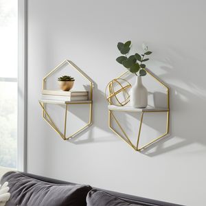 IRVINGMILL SET OF 2 GOLD WALL SHELF 17 (IN) 8
