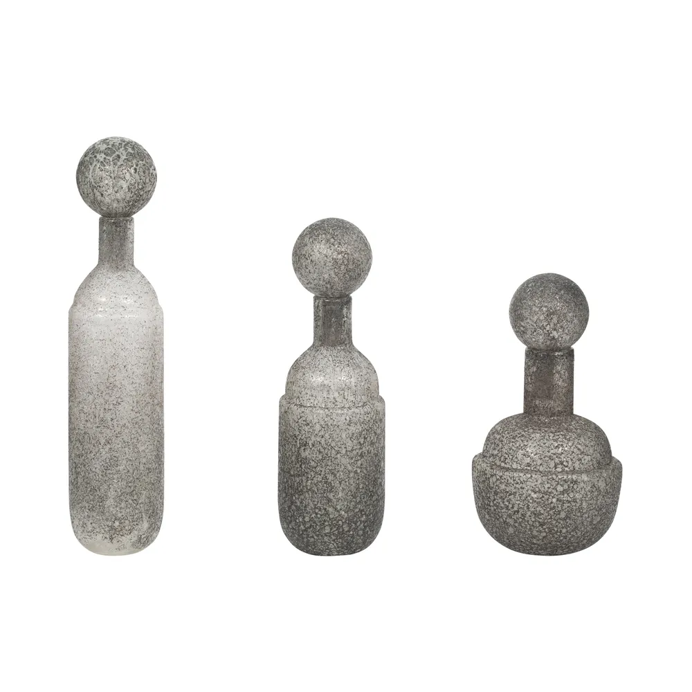 BURTONBURN SET OF 3 GRAY GLASS VASES 18 (IN)