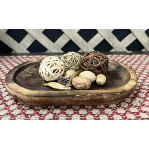 Dark Wood Oval Tray 12x8x1in 2