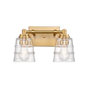 Pulsate 13'' Wide 2-Light Vanity Light - Satin Brass 1