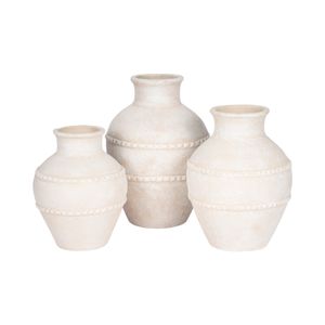 12" TRADITIONAL TEXTURED TERRACOTTA VASE, IVORY 8