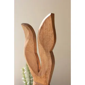 Tall Carved Wood Rabbit on a Base 3