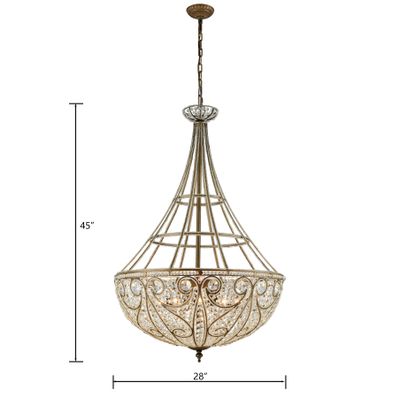 Elizabethan 28″ Wide 10-Light Chandelier - Dark Bronze