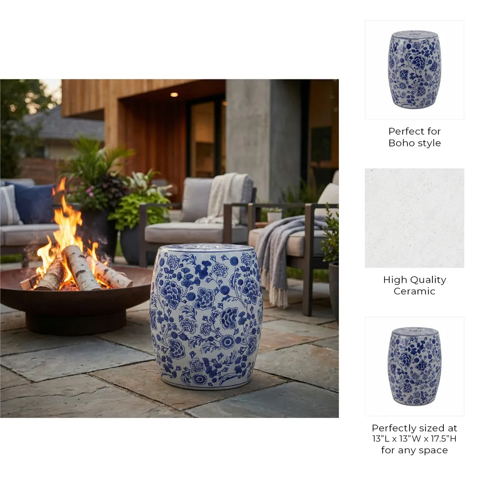 PEYTONWELL BLUE GARDEN STOOL 18 (IN)