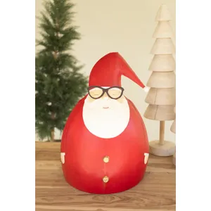 Large Painted Metal Santa with Glasses 1