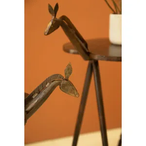 Set of 2 Forged-Iron Horse Accent Tables 3