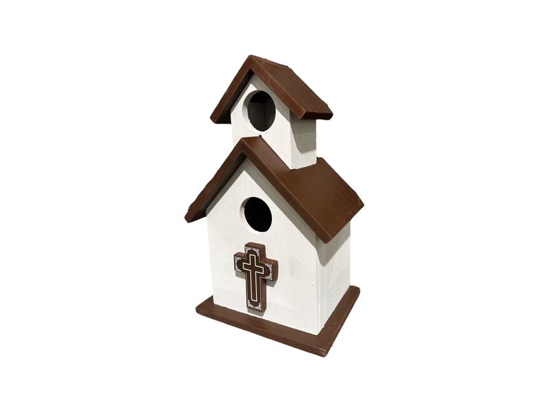 12" Church Birdhouse with Cross 1