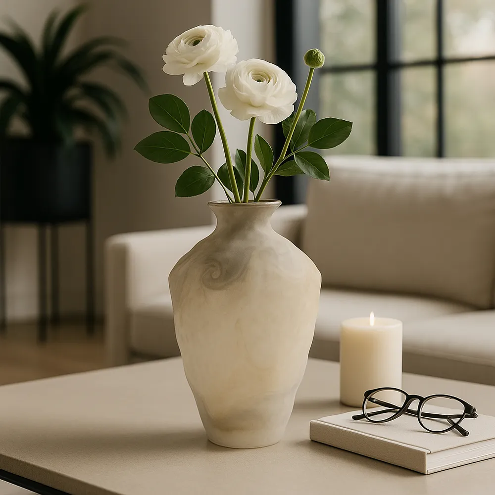 ROLANDCROSS IVORY GLASS VASE 15 (IN)