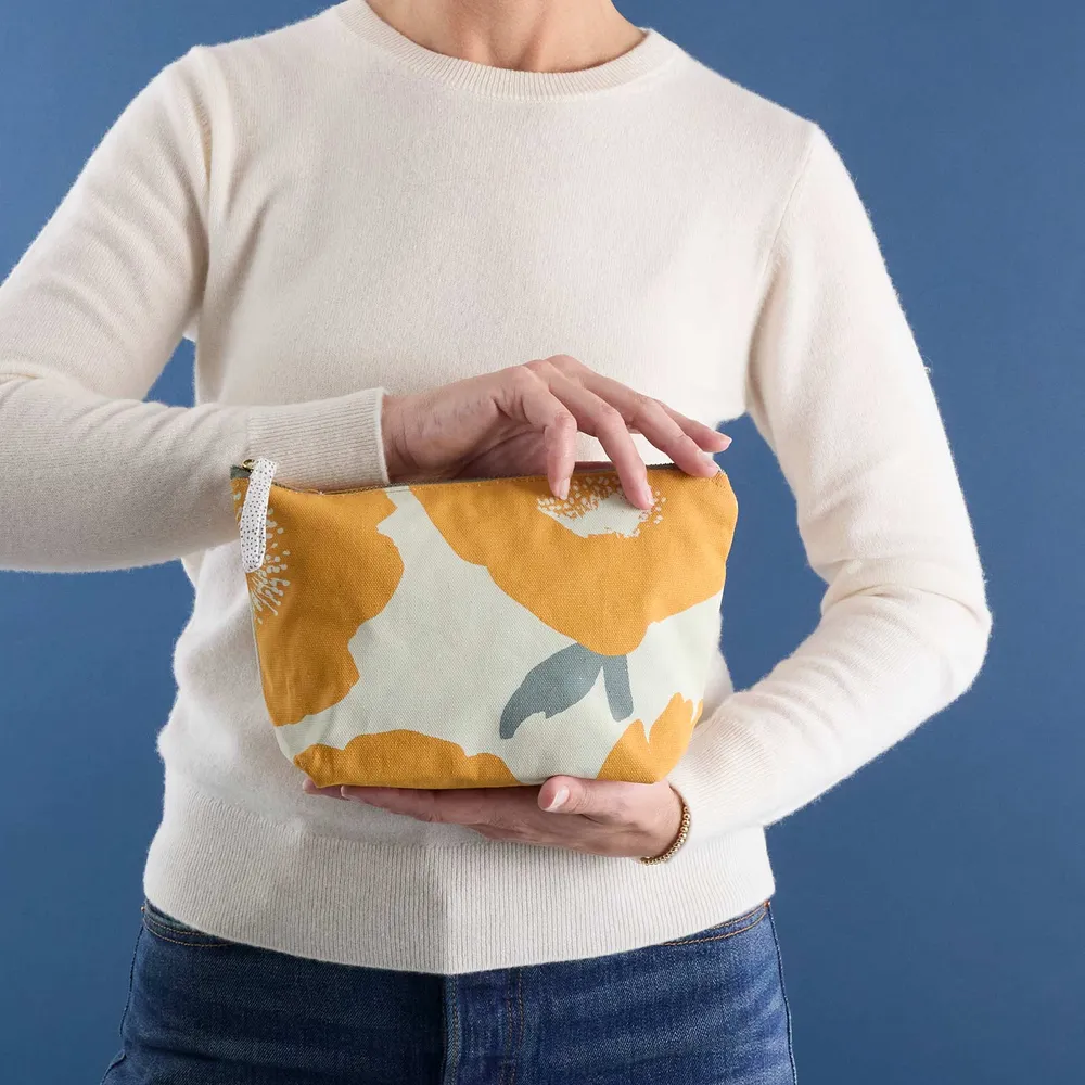 Poppies Gold Medium Essential Canvas Pouch