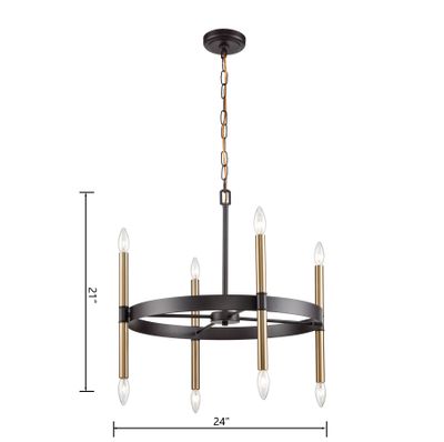 Notre Dame 24'' Wide 6-Light Chandelier - Oil Rubbed Bronze and Gold