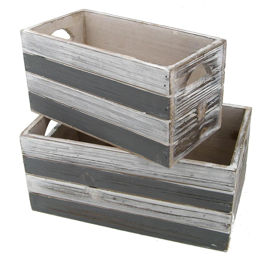 2PC GRAY STRIPED CRATES