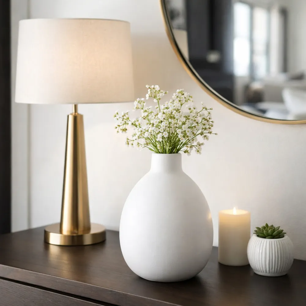 DUTTONSIDE WHITE VASE 10 (IN)