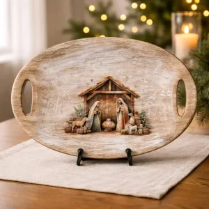 Oval Nativity Tray 13.8x8.9in 1