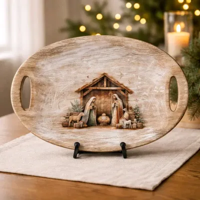 Oval Nativity Tray 13.8x8.9in