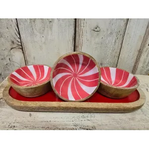Candy Cane Trio 4in W/Tray 2