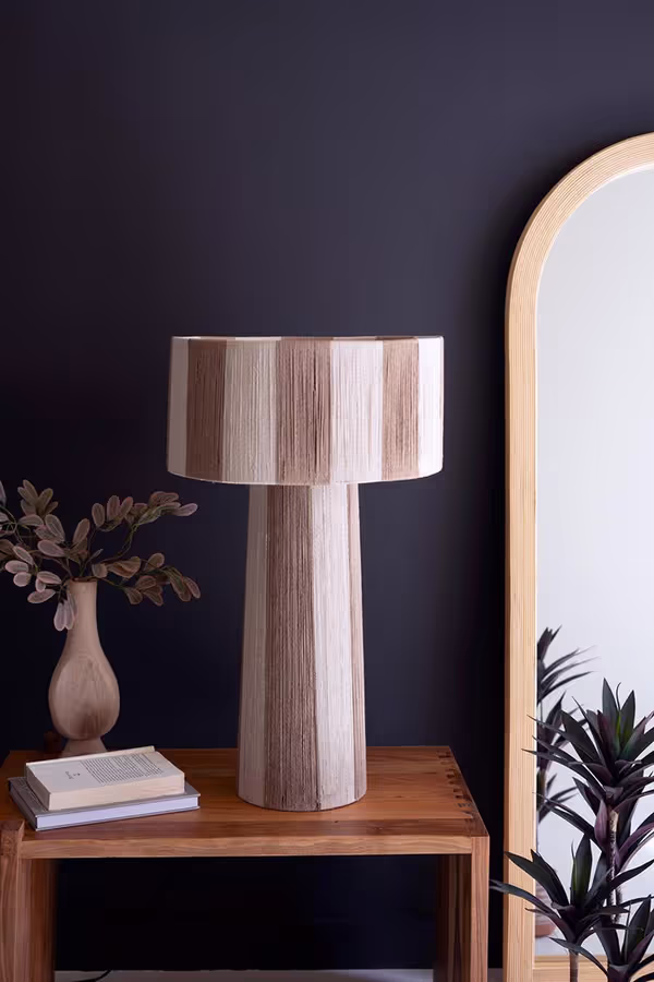 Natural and Khaki Jute Table Lamp with Shade