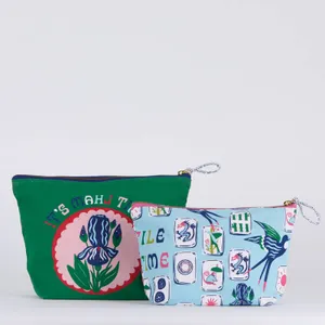 It's Mahj Time Essential Canvas Pouch Set of 2 5