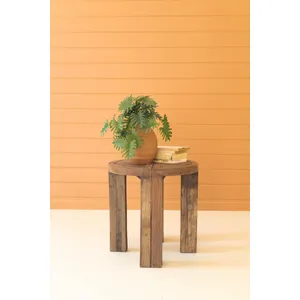 Set of 2 Demi-Lune Reclaimed Wood Accent Tables 5