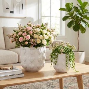 DRAPEROAK SET OF 2 IVORY PLANTER 7 (IN) 2