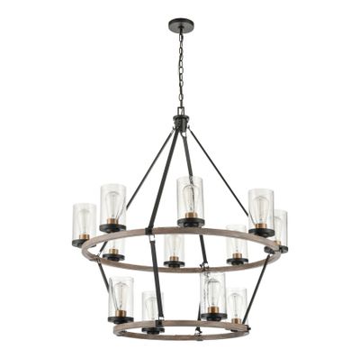 Geringer 36″ Wide 12-Light Chandelier - Charcoal