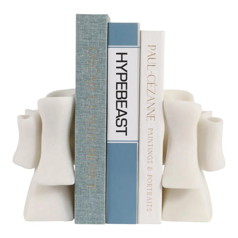 NORMACROSS SET OF 2 WHITE BOOKENDS 7 (IN)