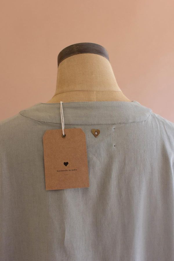 Short Kimono with Front Pockets - Fog