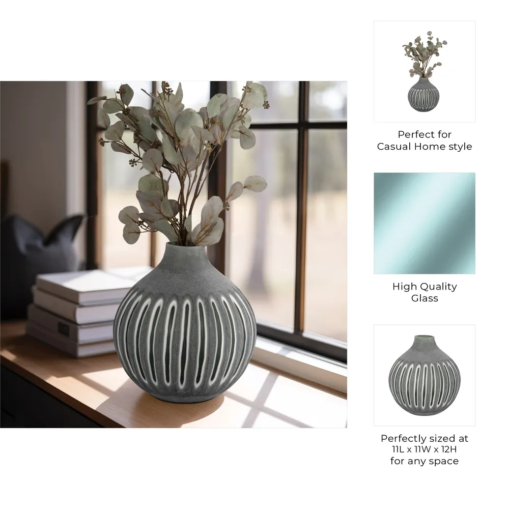 HAMDENSIDE GREEN GLASS VASE 12 (IN)