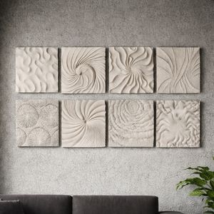 DENVERTON SET OF 8 WHITE WALL SCULPTURES 14 (IN) 2