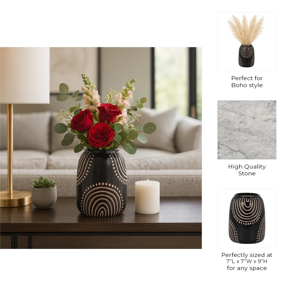 NORAMILL BLACK VASE 9 (IN)
