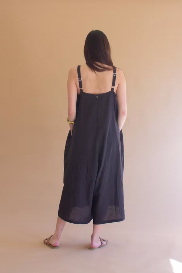 Adjustable Strap Flowy Jumper with Button Detail