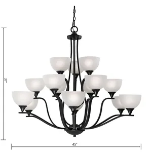 Bristol Lane 45'' Wide 15-Light Chandelier - Oil Rubbed Bronze with White Glass 2