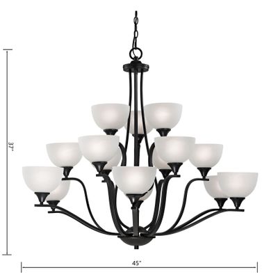 Bristol Lane 45'' Wide 15-Light Chandelier - Oil Rubbed Bronze with White Glass